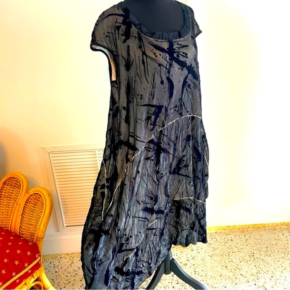 GERSHON BRAM Designer Black Special Occasion Dress! Cut Velvet! Like new! Medium - Picture 1 of 15